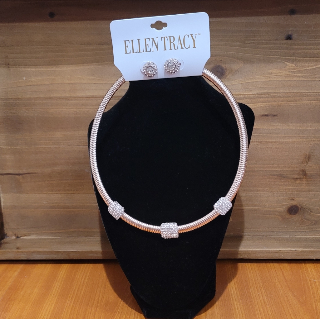 Ellen Tracy Gold Tone Chocker Set